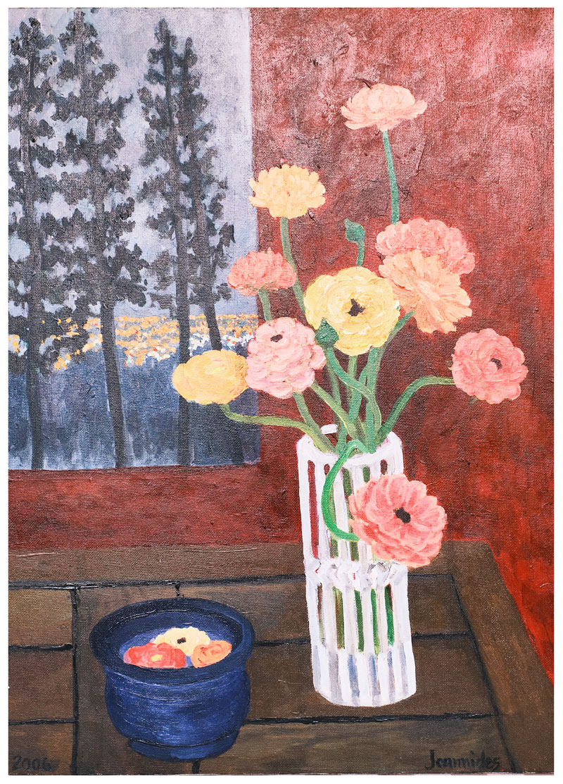 Flowers Over Hollywood Oil on Canvas